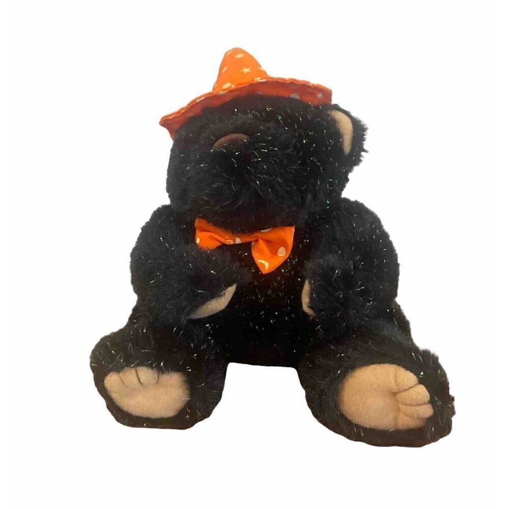 American Greeting Soft Touch Black Halloween Bear With Magnetic Paws Plush